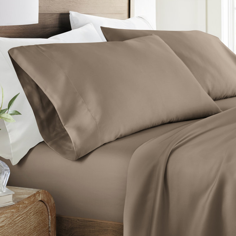 Taie d'oreiller rafraîchissante 100 % rayonne de bambou, douce et soyeuse, Taupe, Taies d’oreiller standards