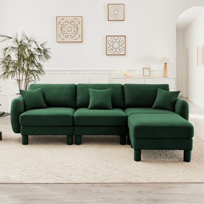Canapé modulaire convertible en forme de L à 3 places Boucle Fabric