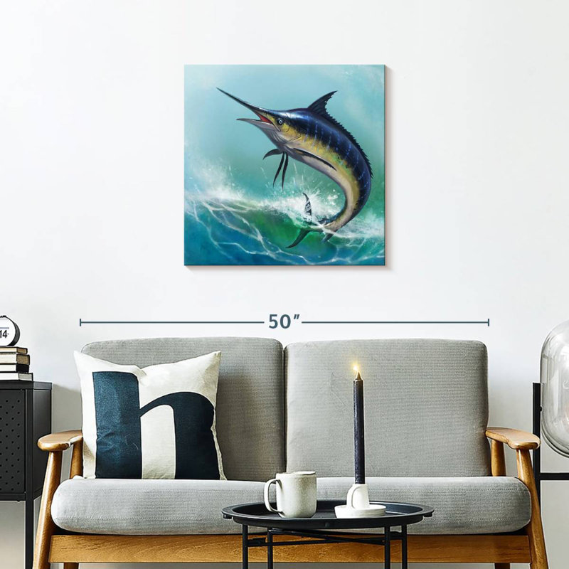 Crowle Blue Marlin Painting, 24" H x 24" W