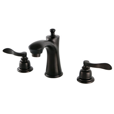 Kingston Brass NuWave French Two-Handle 3-Hole Deck Mount Widespread Bathroom Faucet with Retail Pop-Up Drain