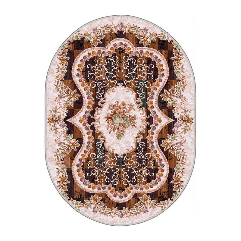 Antibacterial Woven Carpet (2.6 x 4.0 ft), 100% Polyester, 0.3 in Pile Height | Non-Slip PVC Dot Underside, 3D Digital Printing | Machine Washable, Easy Care for Living Room, Bedroom & Office