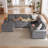 110" Modern Corduroy Sectional Sofa With Usb Charging Ports, Cup Holders & Storage Chaise, Gray-956145535