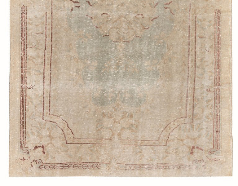 Tapis turc français en laine vieilli à la main d'inspiration française-Aubusson