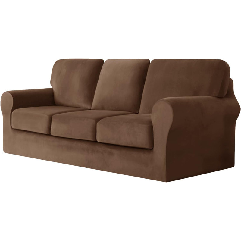 Sofa Cover With Separate Seat Cushions And Backrests Stretch Velvet Sofa Slipcover Couch Covers Furniture Protector Split Combined (Large 3-Seat Set 7 PCS)