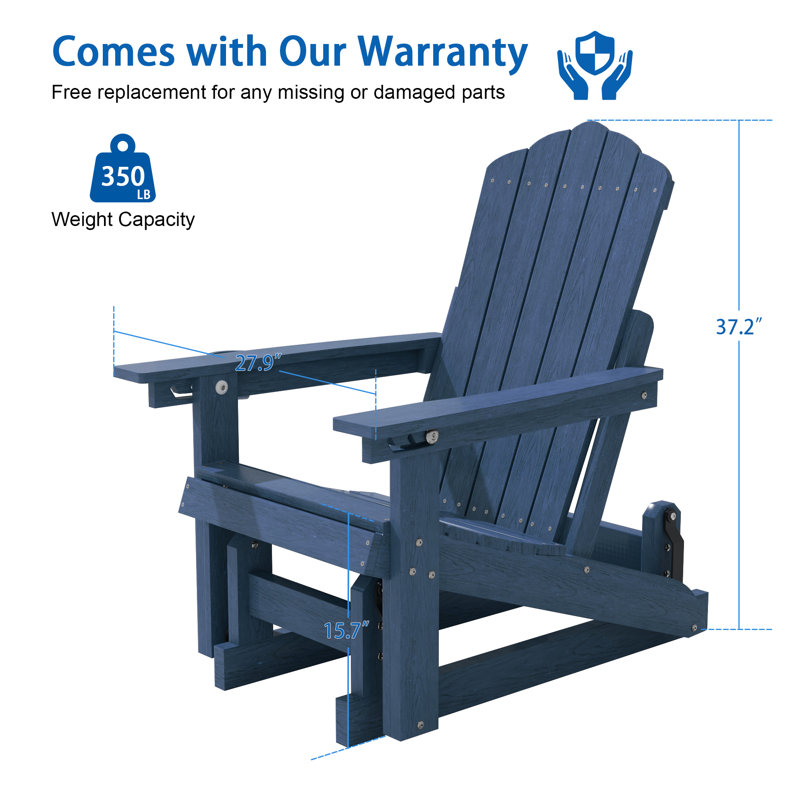 Chaise Adirondack Glider, Bleu Nary