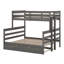 Lit simple superposé au-dessus de grand lit simple avec lit gigogne, lit superposé en bois massif avec échelle-124896467