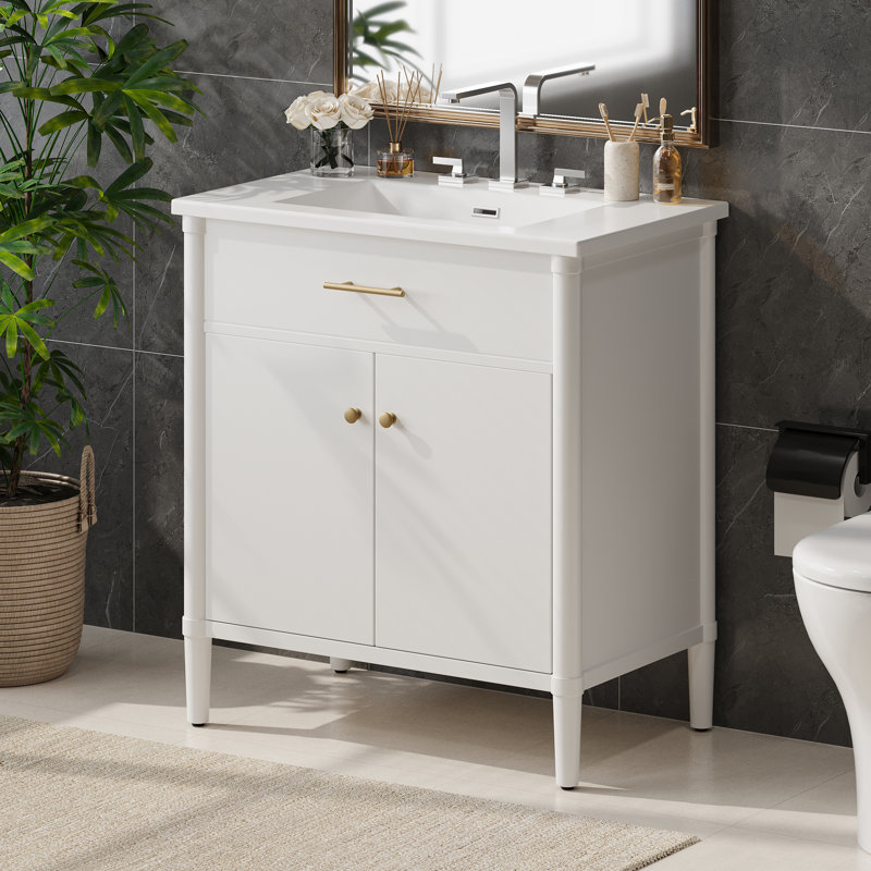 Meuble-lavabo de salle de bain avec lavabo, Blanc