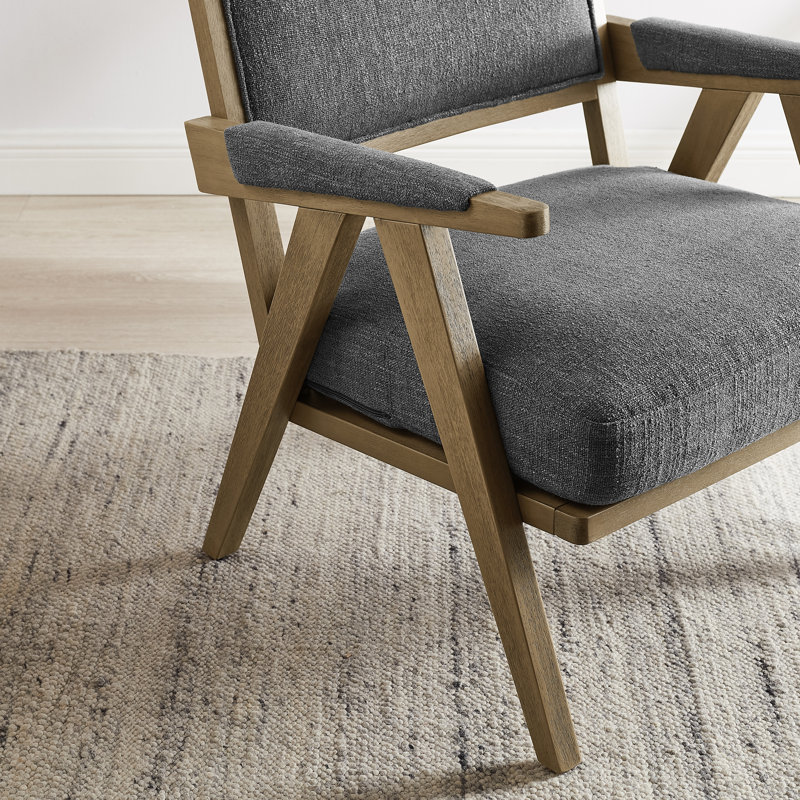Upholstered Accent Armchair Set Of 2, Gray Fabric