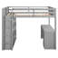 Lit mezzanine double gris avec bureau et - Créez un espace multifonctionnel en bois massif - Matelas de 4 à 6 po Taille recommandée, tablettes, utilisation maximale de la chambre à coucher et aucun sommier requis-1141706931