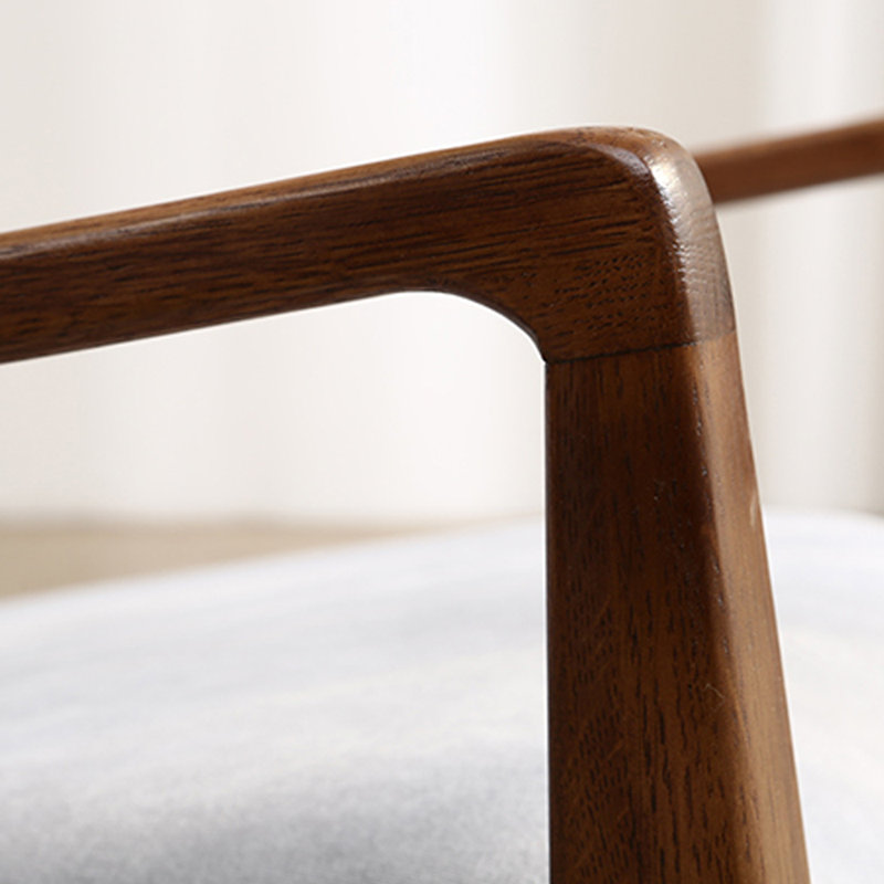 Chaise berçante simple en bois massif, Brun foncé, Blanc cassé