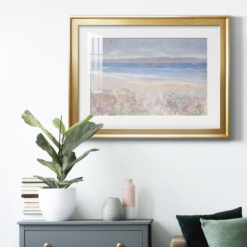 " Beach Textures I " Painting Print, 22.5" H x 30.5" W x 1" D, Gold Framed, White