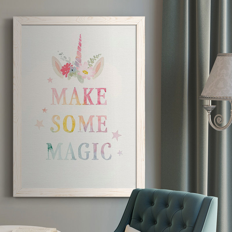 Madelen Sweet Unicorn IV, reproduction d'art sur toile encadrée, Cadre blanc, H 37,5 po x l 27,5 po x P 1 po