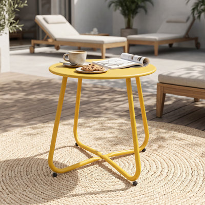 Table d'appoint ronde extérieure de 45 cm (18 po), petite table de chevet résistante aux intempéries pour terrasse, jardin, balcon ou cour.