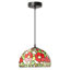 Luminaire suspendu en forme de dôme en verre coloré 9,5 "avec fleurs rouges Genevieve