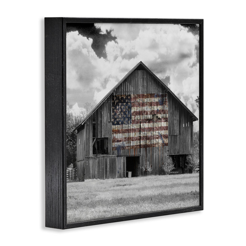 Giclée encadrée de drapeau des États-Unis, signée Decent Exposures, H 17 po x l 17 po, Giclée encadrée noir minuit