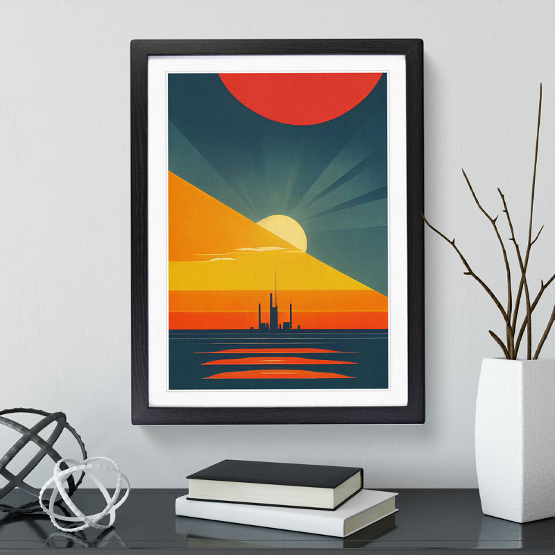 XV1022-4601X The Seductive Sunset Abstract - Single Picture Frame Print, Black Framed, 64cm H x 46cm W