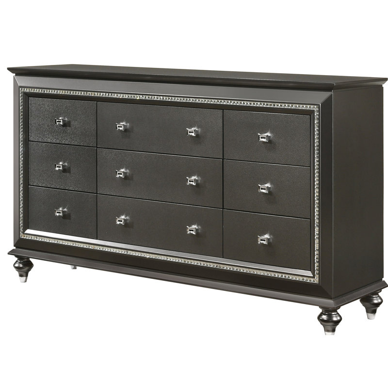 Lundt 66'' W 9 - Drawer Dresser, Black