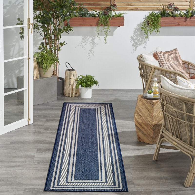 Horizon Indoor/Outdoor Modern Rug, Runner 2'2" x 8', Navy