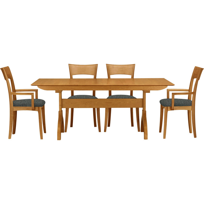 Sarah 5 - Piece Dining Set, Coffee Leather, Natural Cherry