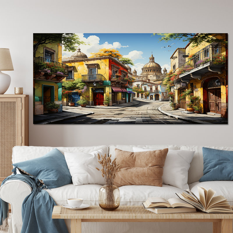Mexico Mexico Fiesta City II - Mexique, art mural large, H 28 po x l 60 po