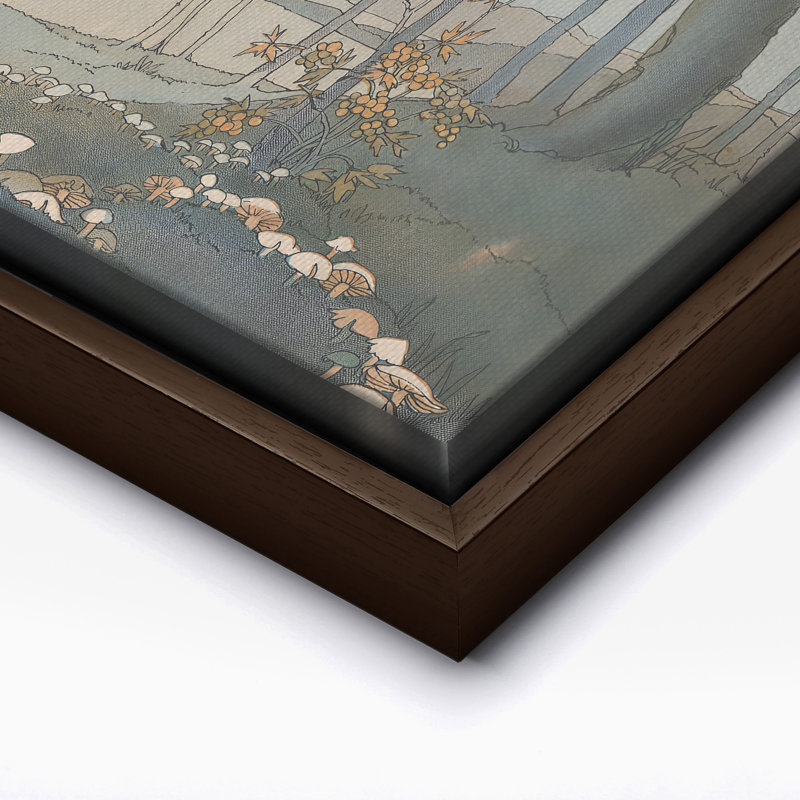 Lapin et la nouvelle lune, Canvas, 08"H x 10"W, Brown Framed