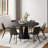 Vera Modern Dining Room Sets, Pre-Assembly Round Dining Table Sets, Sintered Stone Tabletop Kitchen Dining Table Set With PU Upholstered Chairs-111696404-111696405
