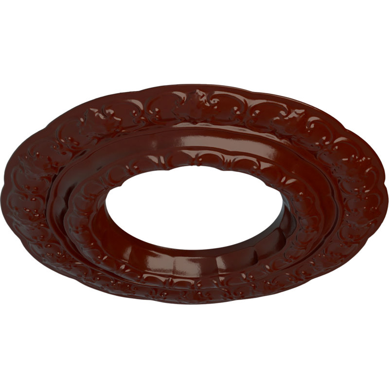 Endurathane Lisbon Ceiling Medallion, 15 3/8"OD x 7"ID x 1"P (Fits Canopies up to 7"), Hand-Painted Brushed Mahogany Finish