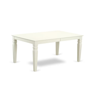 9 Piece Modern Dining Table Set Includes a Rectangle Wooden Table with Butterfly Leaf and 8 Linen Fabric Dining Room Chairs, Linen White
