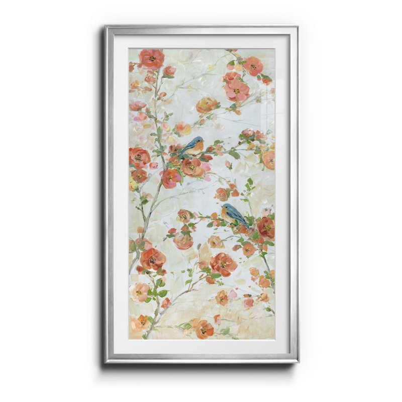 Bluebirds and Blossoms - Imprimé, H 14,5 po x l 26,5 po x P 1,5 po, Argent