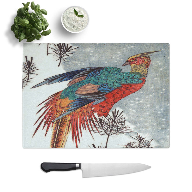 Tempered Glass Pheasant Chopping Board, 39 cm W x 28.5 cm L
