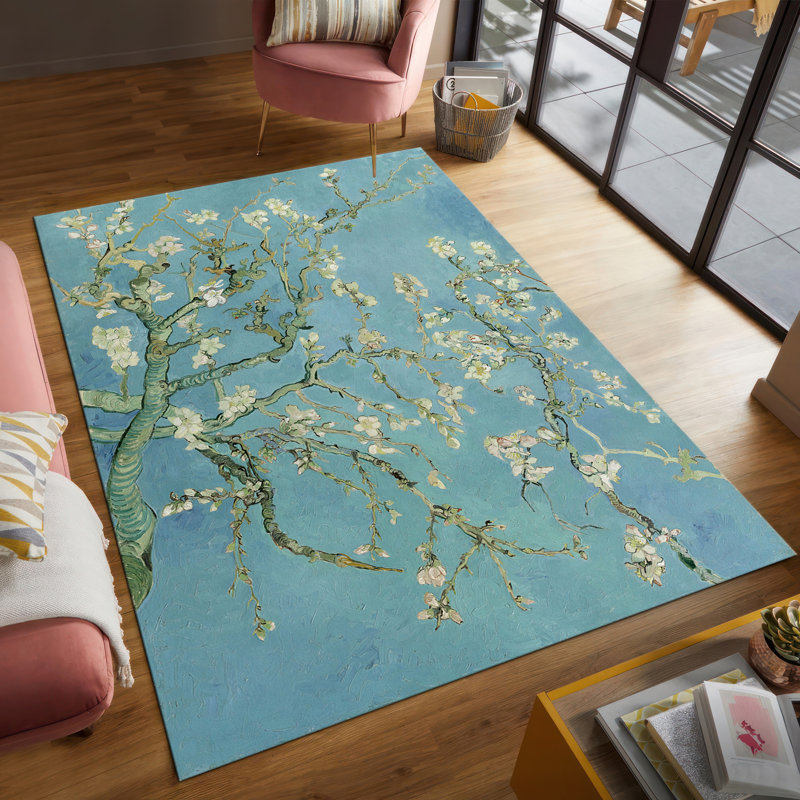 Exquisite Non-Woven Thin Type Floral Printed Rug Enhancing Your Room's Ambiance with Its Elegant Design and Vibrant Colors