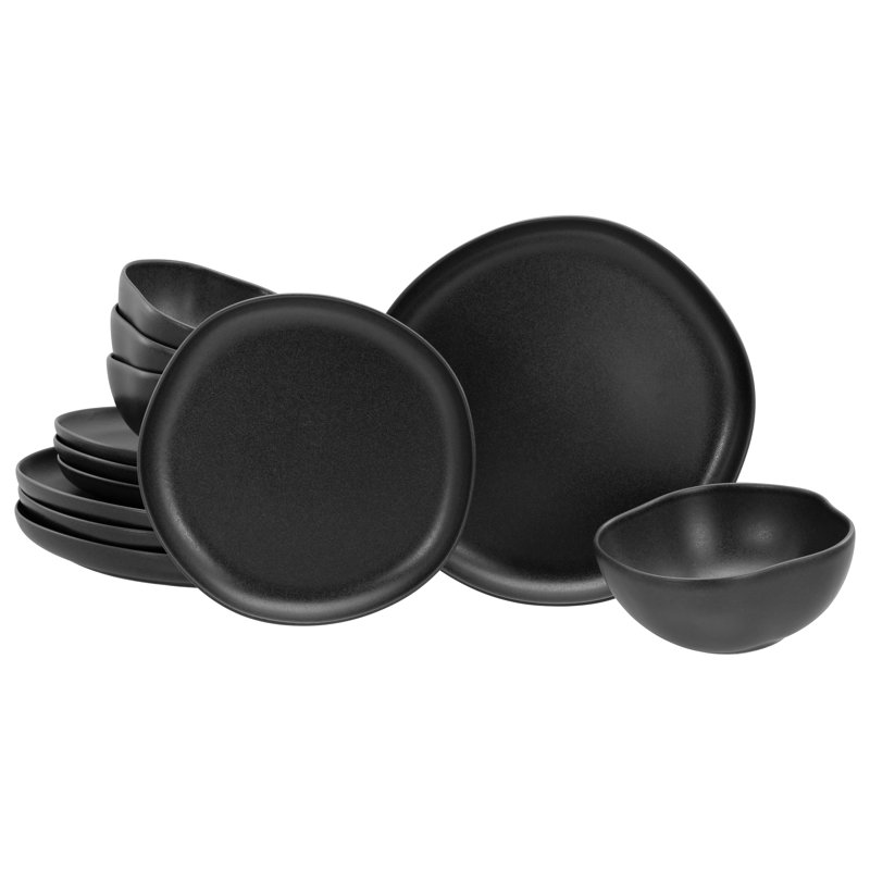 Creatable, Natural Organic Black, 12-Piece Plate Set