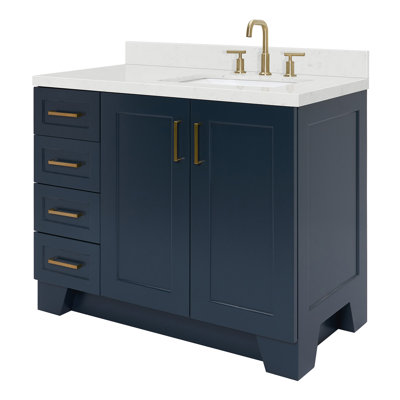 ARIEL Taylor 42.25 Single Sink Bathroom Vanity with Man-Made Stone Top-Oval