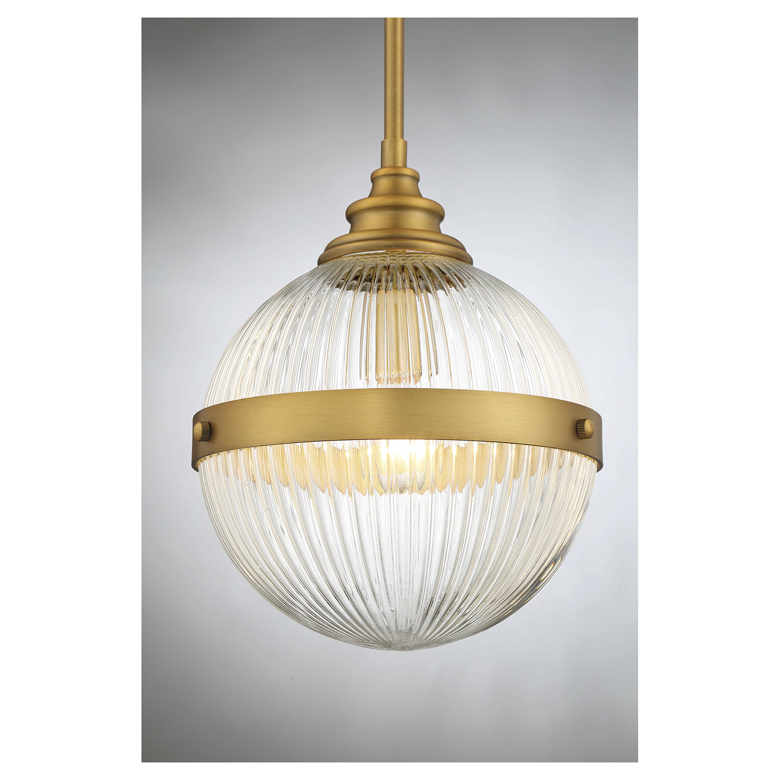 Ker Single Light Glass Dimmable Pendant, Natural Brass