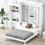 Lit escamotable avec plusieurs tablettes de rangement et décoration à persiennes-923648870