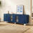 70.9" Modern Blue TV Stand with Storage, Arched Glass Doors & Drawers, Multi-Use Sideboard Buffet Cabinet-1654122071
