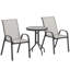 Petit ensemble de bistro d'extérieur avec chaises empilables, gris clair