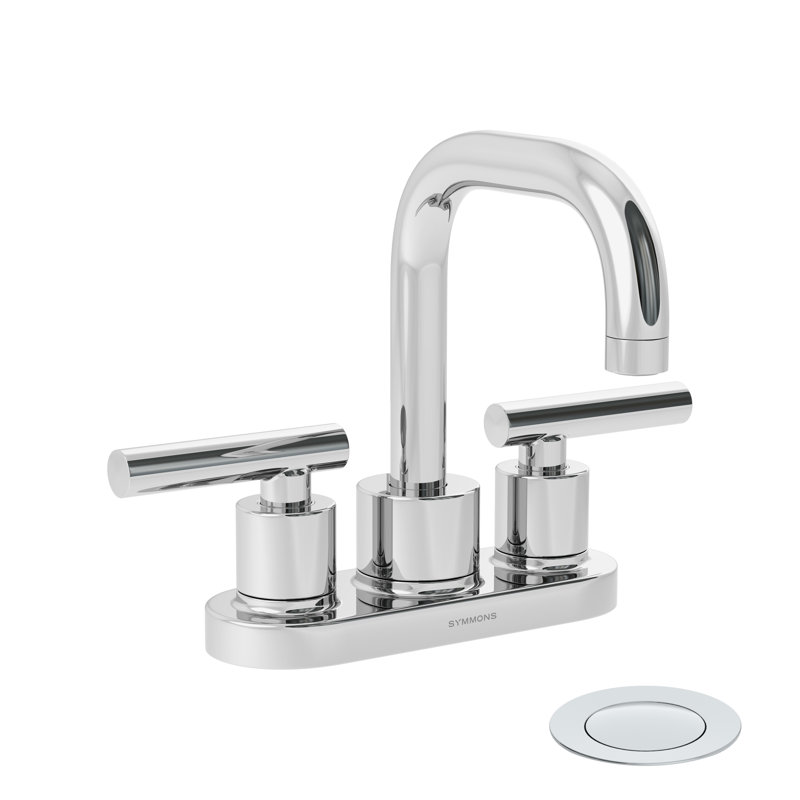 Robinet de salle de bain central à deux poignées 4 "avec bonde à poussoir Dia, Chrome poli