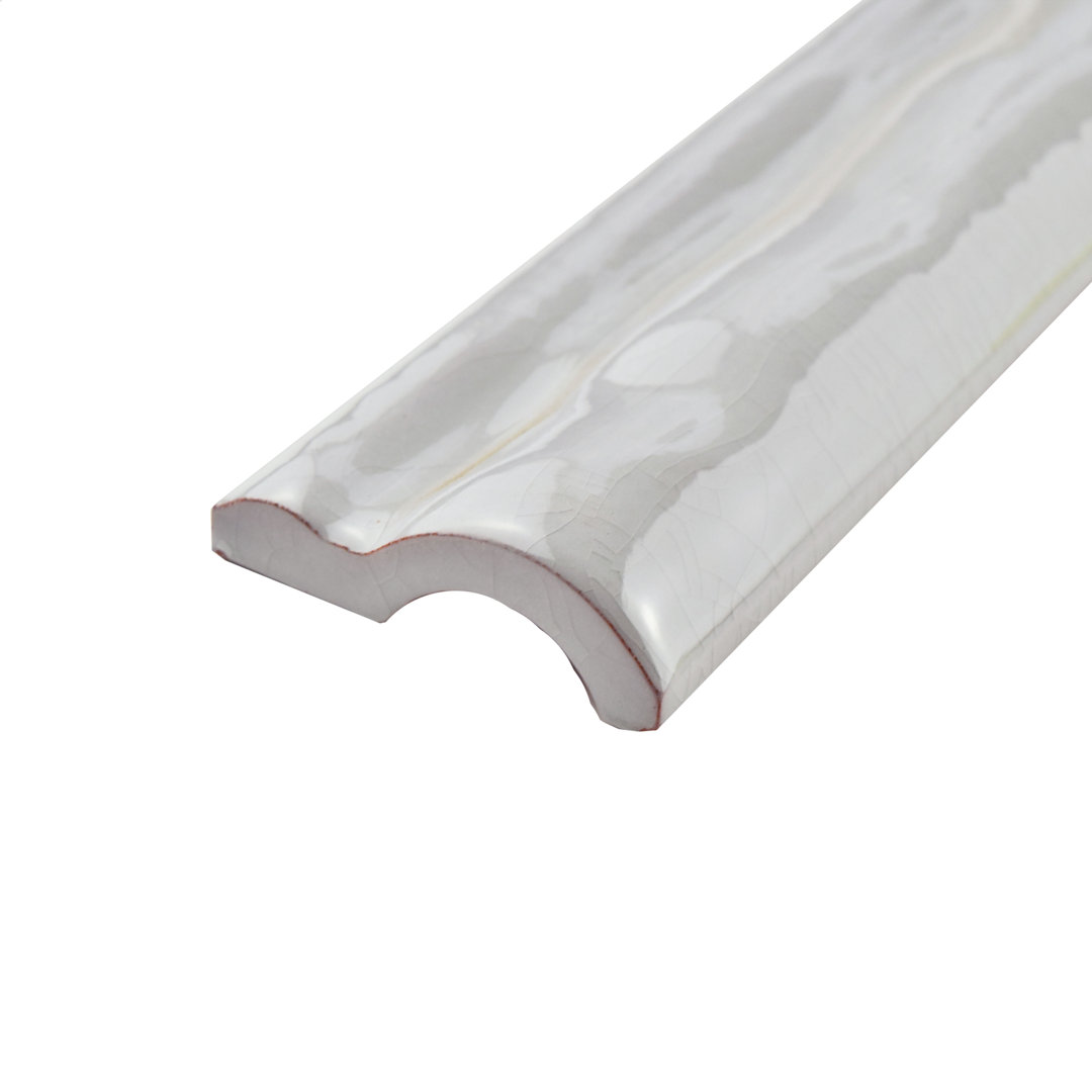 Antic Craquelle 2" x 6" Glossy Ceramic Mudcap Wall Tile Trim in Gris Oscuro Craquele Merola Tile