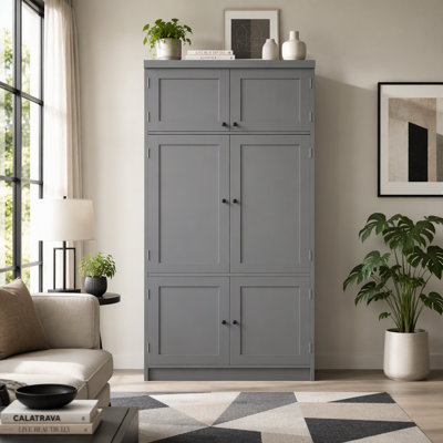 Armoire de cuisine autoportante, prises de courant intégrées, étagère réglable et support à vin, salle à manger et salon de style contemporain