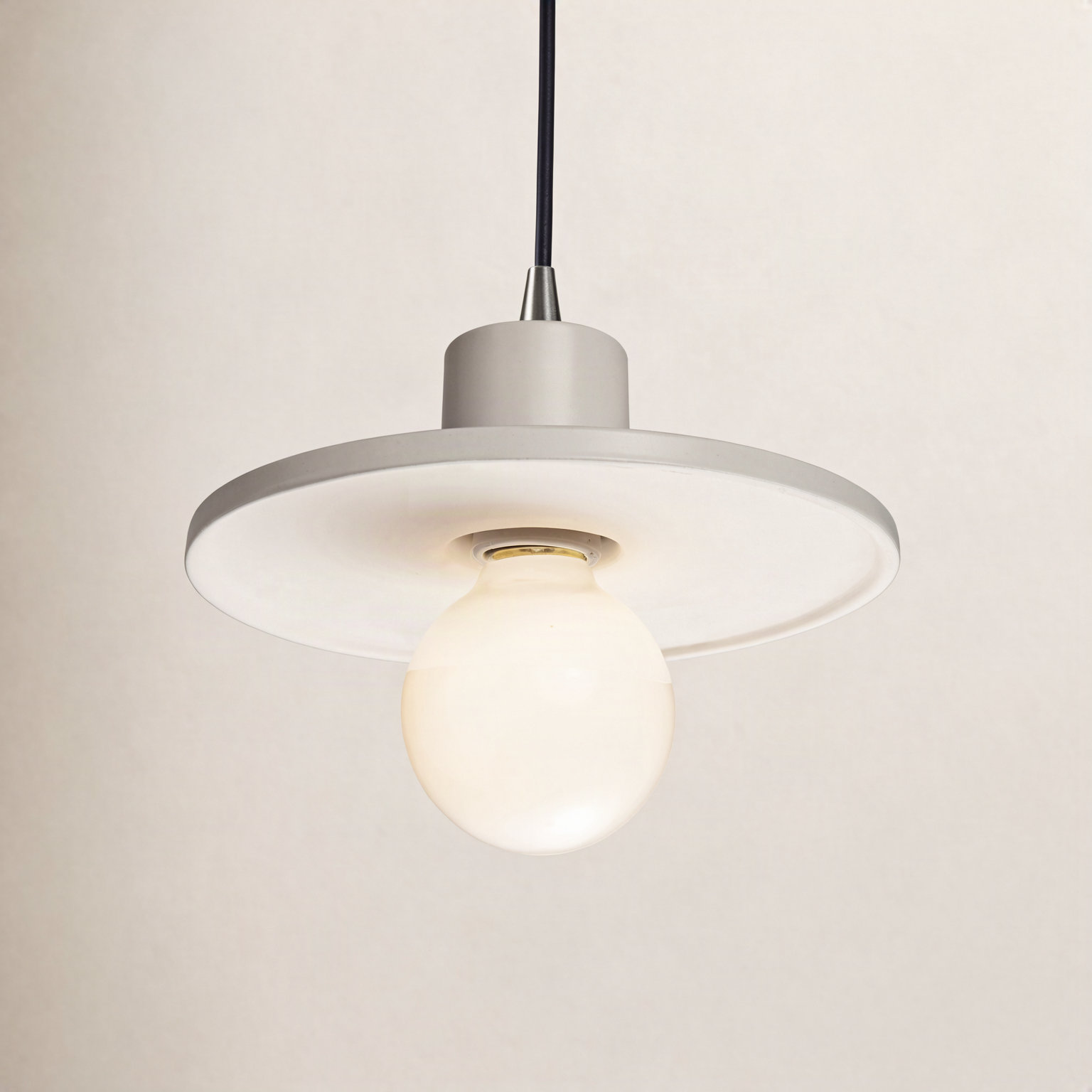 Marlena Dimmable Single Light Pendant, Bisque, Brushed Nickel