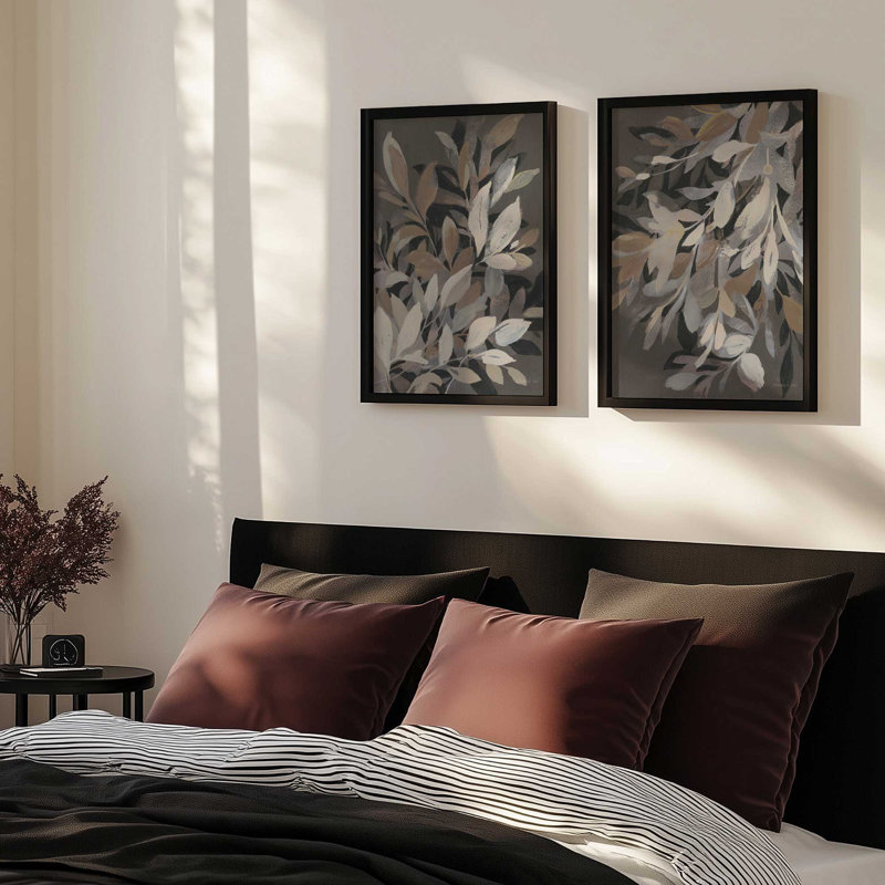 Ensemble de 2 reproductions de pétales de minuit, 20 po x 16 po, Noyer