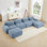 Canapé modulaire en U sans assemblage Tissu en velours côtelé respirant 32D à haute résilience, accoudoirs courbés extra larges, conception ergonomique adaptée aux animaux de compagnie pour les salons