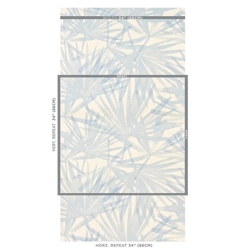 Sunlit Palm Sisal Wallpaper, Chambray