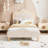 Upholstered Bed Frame with Adjustable Headboard and Footboard, Velvet Princess Platform Bedframe for Kids/Girls-1506505170-1506505174