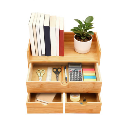 Bamboo Desk Organizer with 3 Drawers