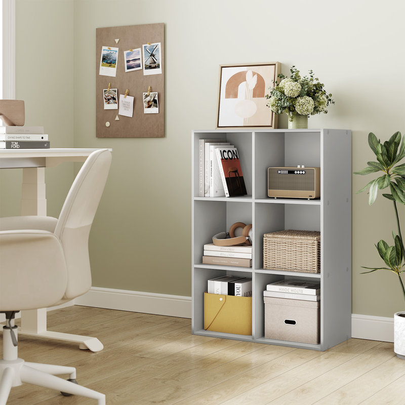 Cube Bookcase, (3 Shelves) 89cm H  x 59.5cm W  x 29cm D, Grey