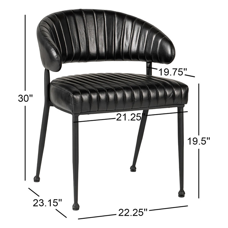 Leather Side Chair in Black, Black