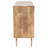 Mango Wood Console with 2 Shelves 3-Panel Sunset Scene Woven Rope Doors and Tassels