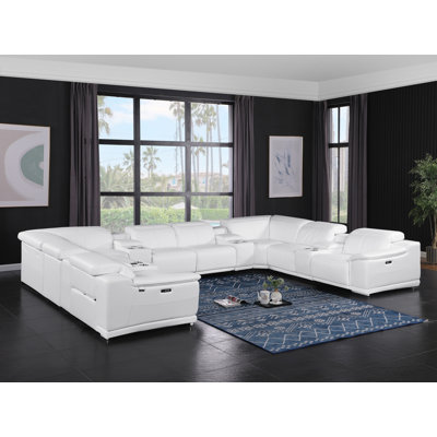 Kitanna 12 Piece 4 Power Recliner Top Grain Italian Leather Sectional